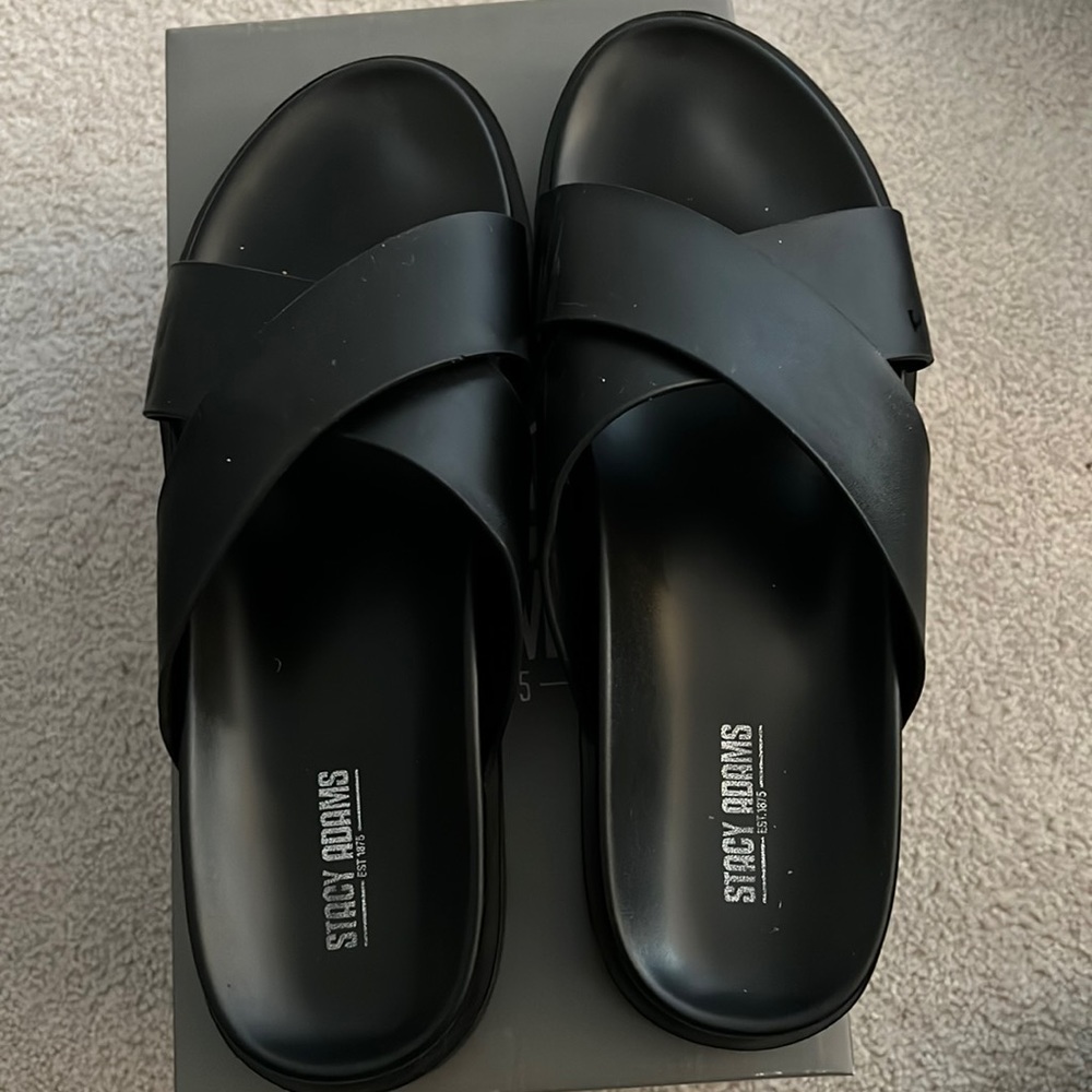 Black Stacy adams criss cross slipper
